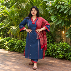 yusee-neel-blue-cotton-a-line-suit-with-printed-dupatta-v-neck