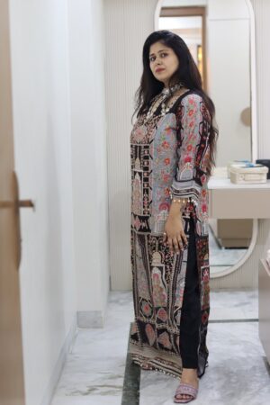 yusee pakistani phiran set side silt cut with pant