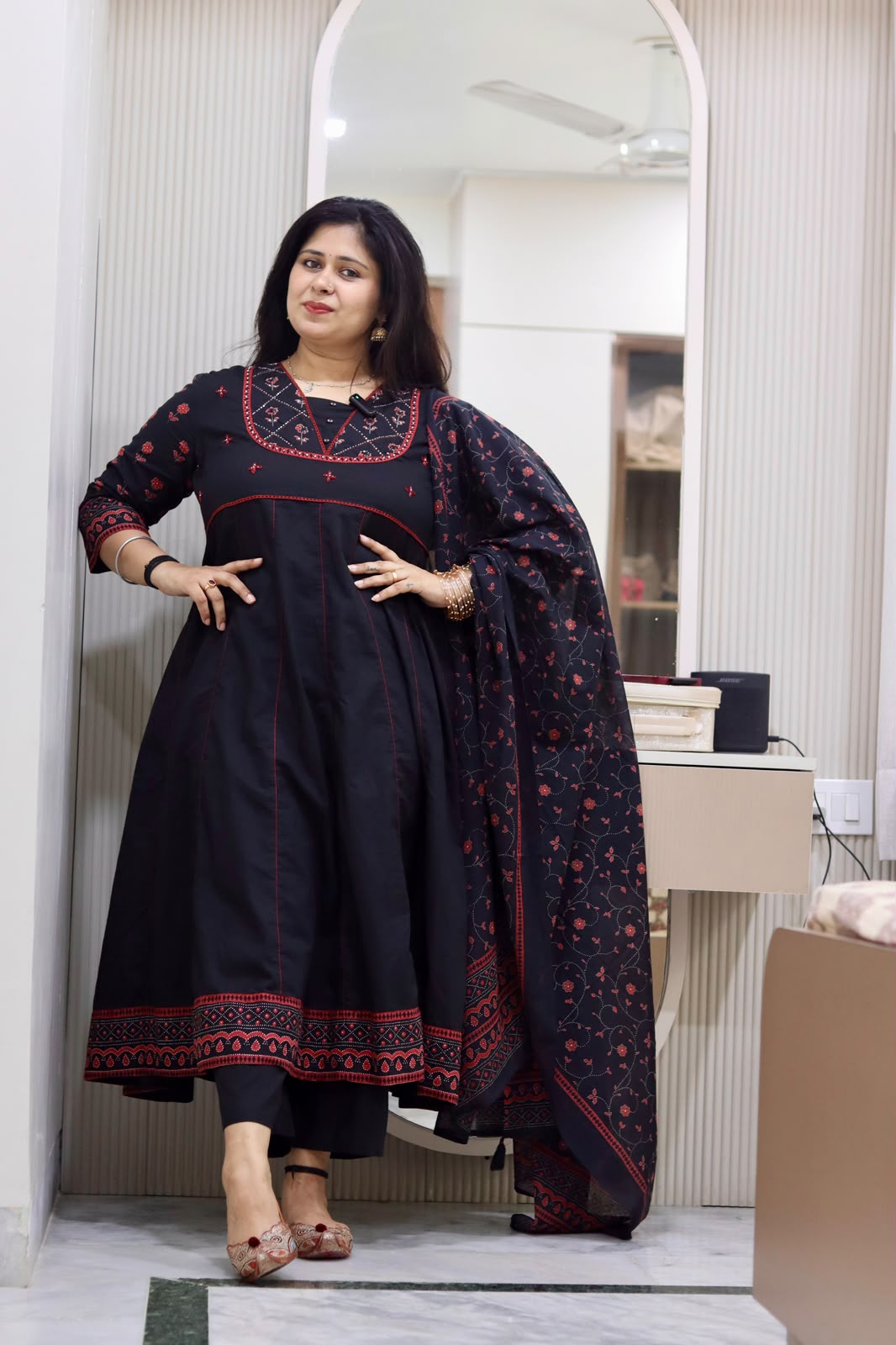 yusee naaz – black & maroon cotton anarkali suit for women yusee naaz – black & maroon cotton anarkali suit for women