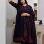 yusee naaz – black & maroon cotton anarkali suit for women