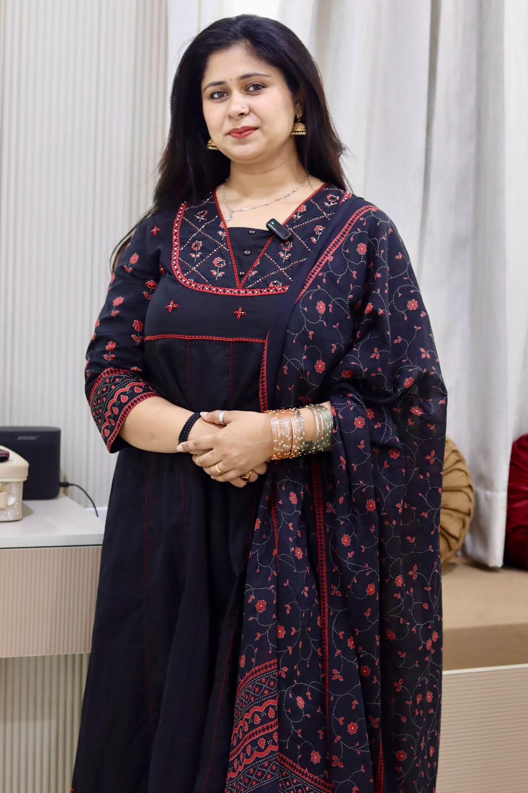 yusee naaz – black & maroon cotton anarkali suit for women yusee naaz – black & maroon cotton anarkali suit for women