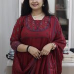 yusee naaz – black & maroon cotton anarkali suit for women