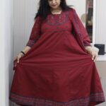 yusee naaz – black & maroon cotton anarkali suit for women