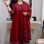 yusee naaz – black & maroon cotton anarkali suit for women