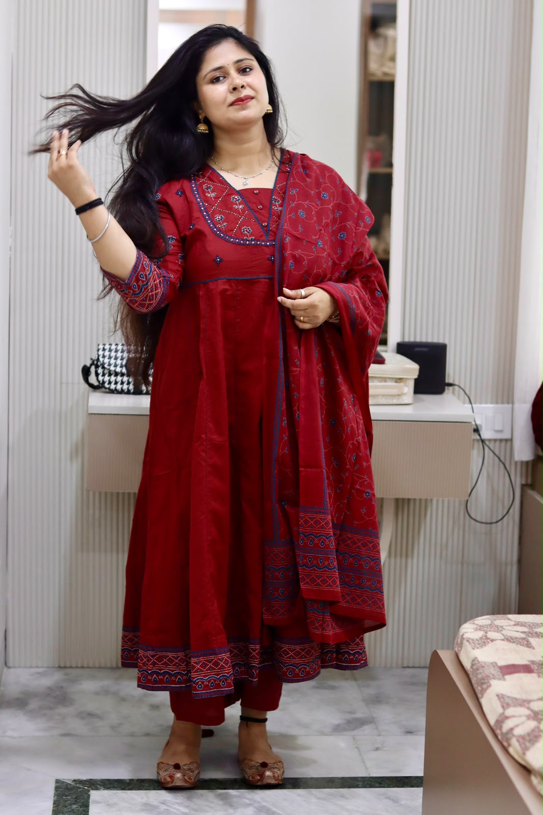 yusee naaz – black & maroon cotton anarkali suit for women yusee naaz – black & maroon cotton anarkali suit for women