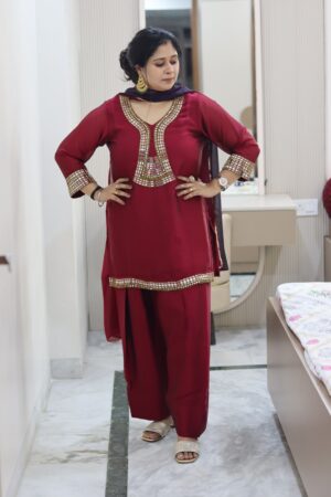 MAROON MIRROR SUIT